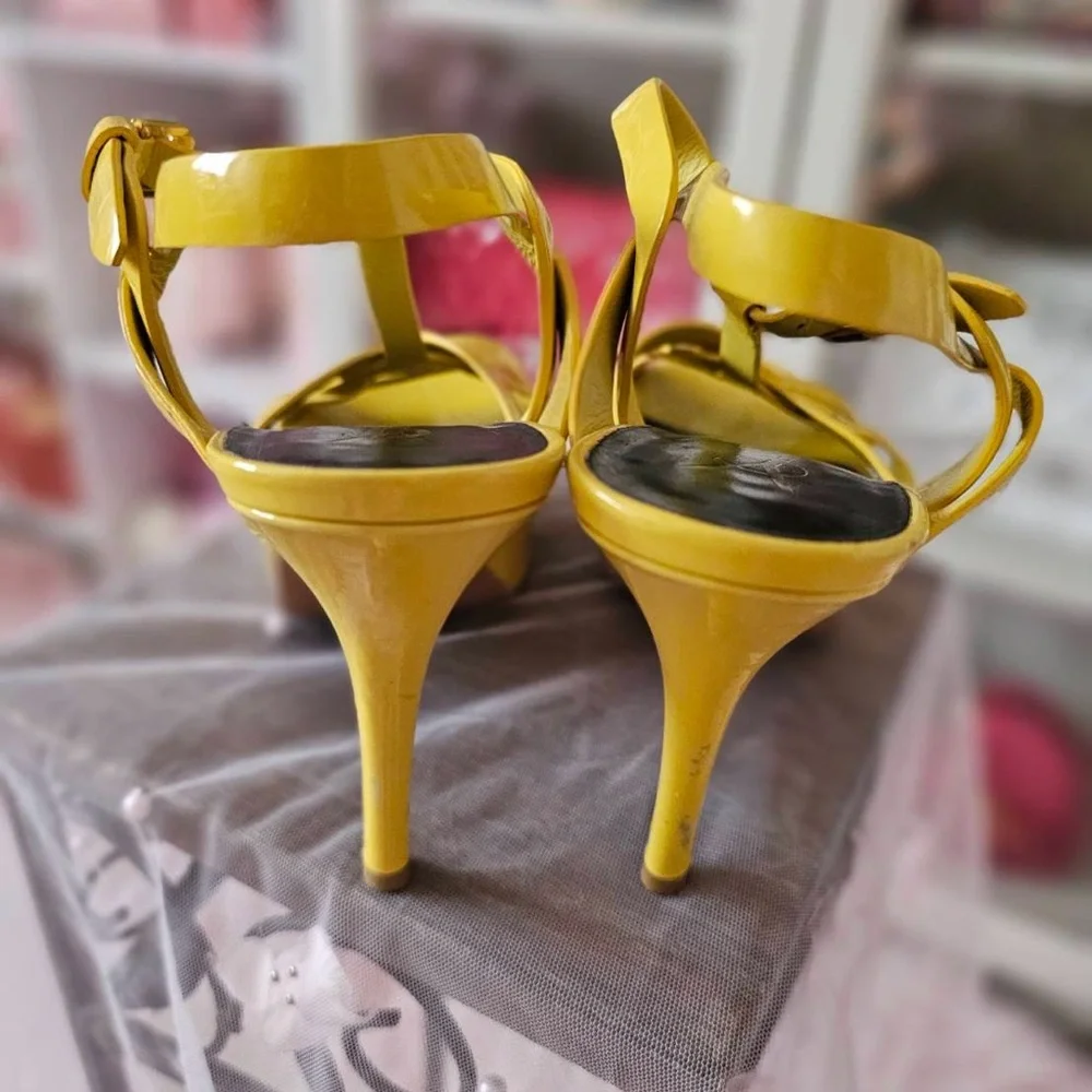 💯Authentic YSL Yves Saint Laurent Tribute Yellow Platform Heels US 8/38 - Picture 4 of 6